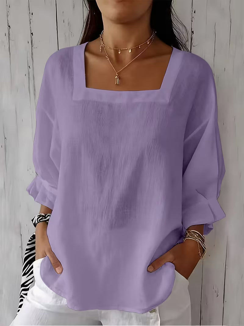 Damska bluzka z kwadratowym dekoltem i falbankami przy rękawach-Blouses for women-Olave
