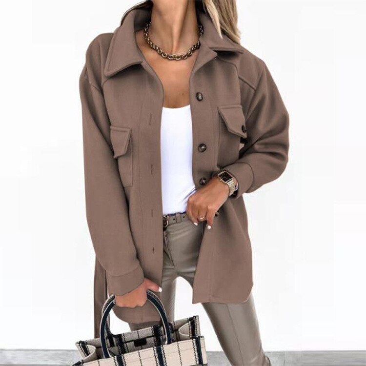 Damska koszula wierzchnia zapinana na guziki-Shirts for women-Olave