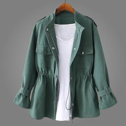 Damska kurtka typu utility z wiązaniem w talii-Jacket for women-Olave