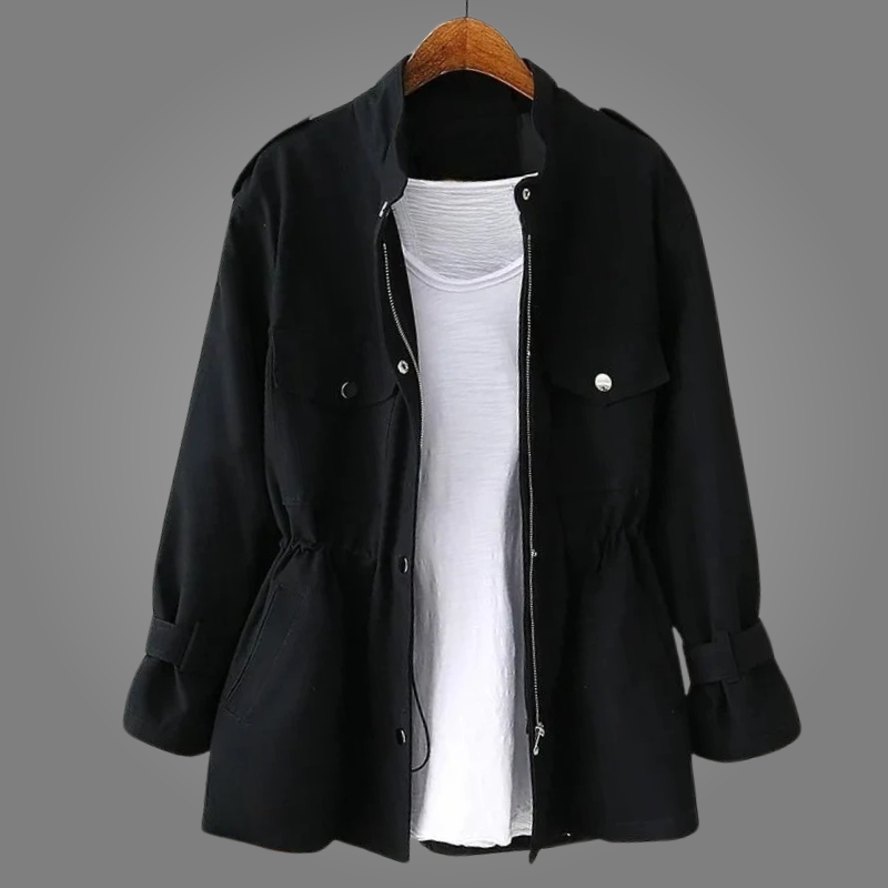 Damska kurtka typu utility z wiązaniem w talii-Jacket for women-Olave