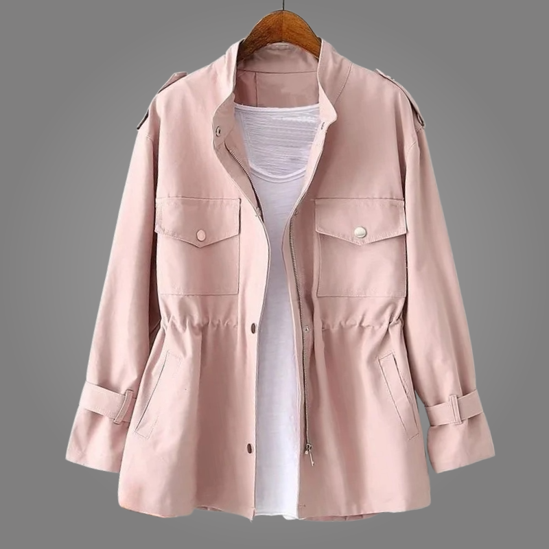 Damska kurtka typu utility z wiązaniem w talii-Jacket for women-Olave
