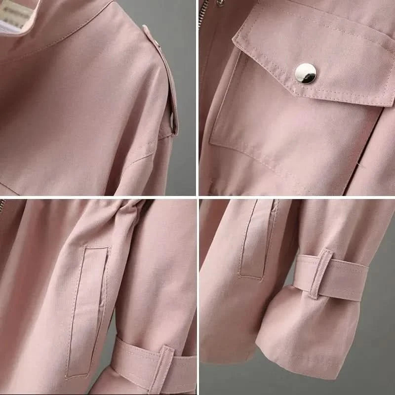 Damska kurtka typu utility z wiązaniem w talii-Jacket for women-Olave