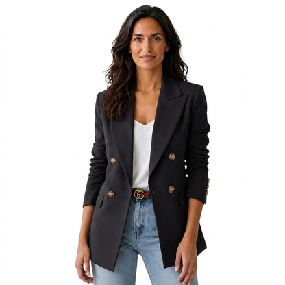 Damska marynarka dwurzędowa z klapami-Blazer for women-Olave