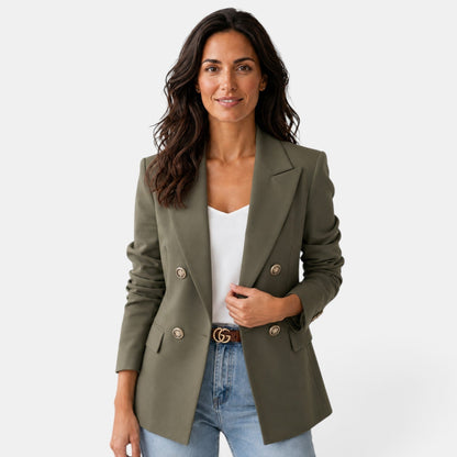Damska marynarka dwurzędowa z klapami-Blazer for women-Olave
