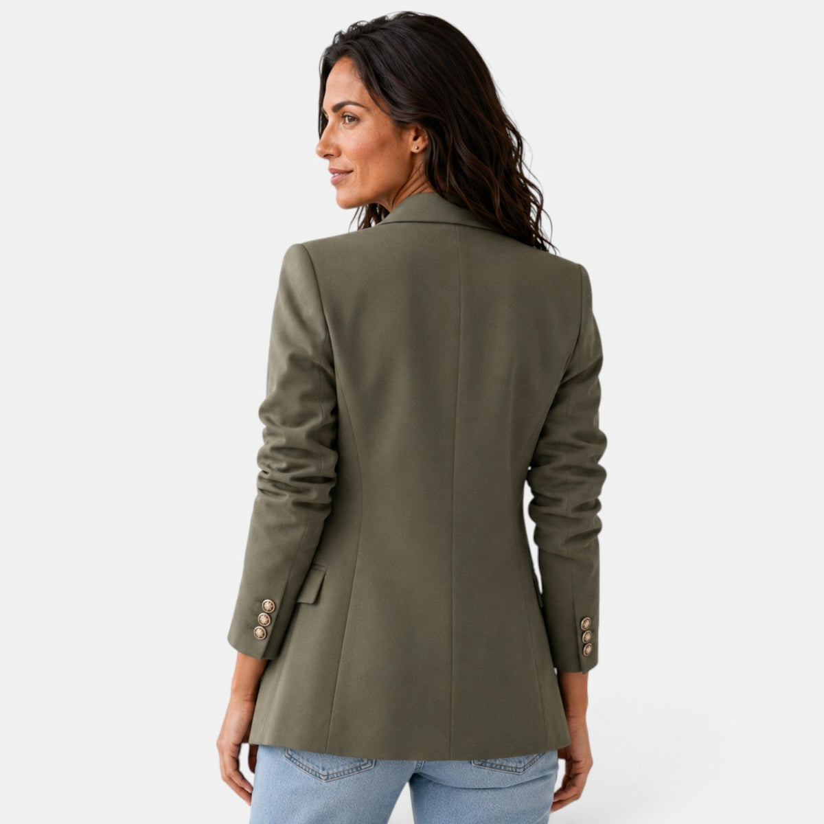 Damska marynarka dwurzędowa z klapami-Blazer for women-Olave