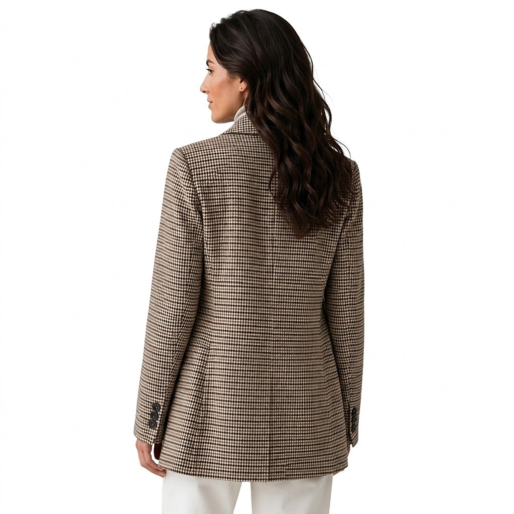 Damska marynarka oversize w wzór pepitki-Blazer for women-Olave