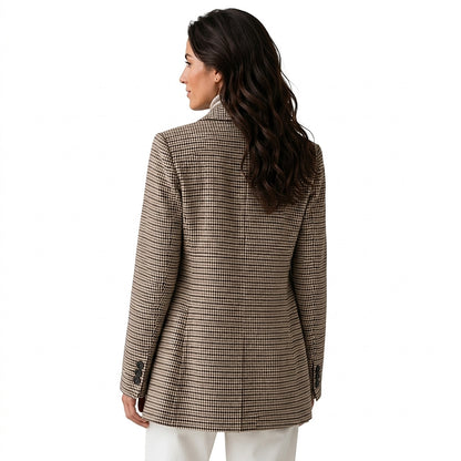 Damska marynarka oversize w wzór pepitki-Blazer for women-Olave