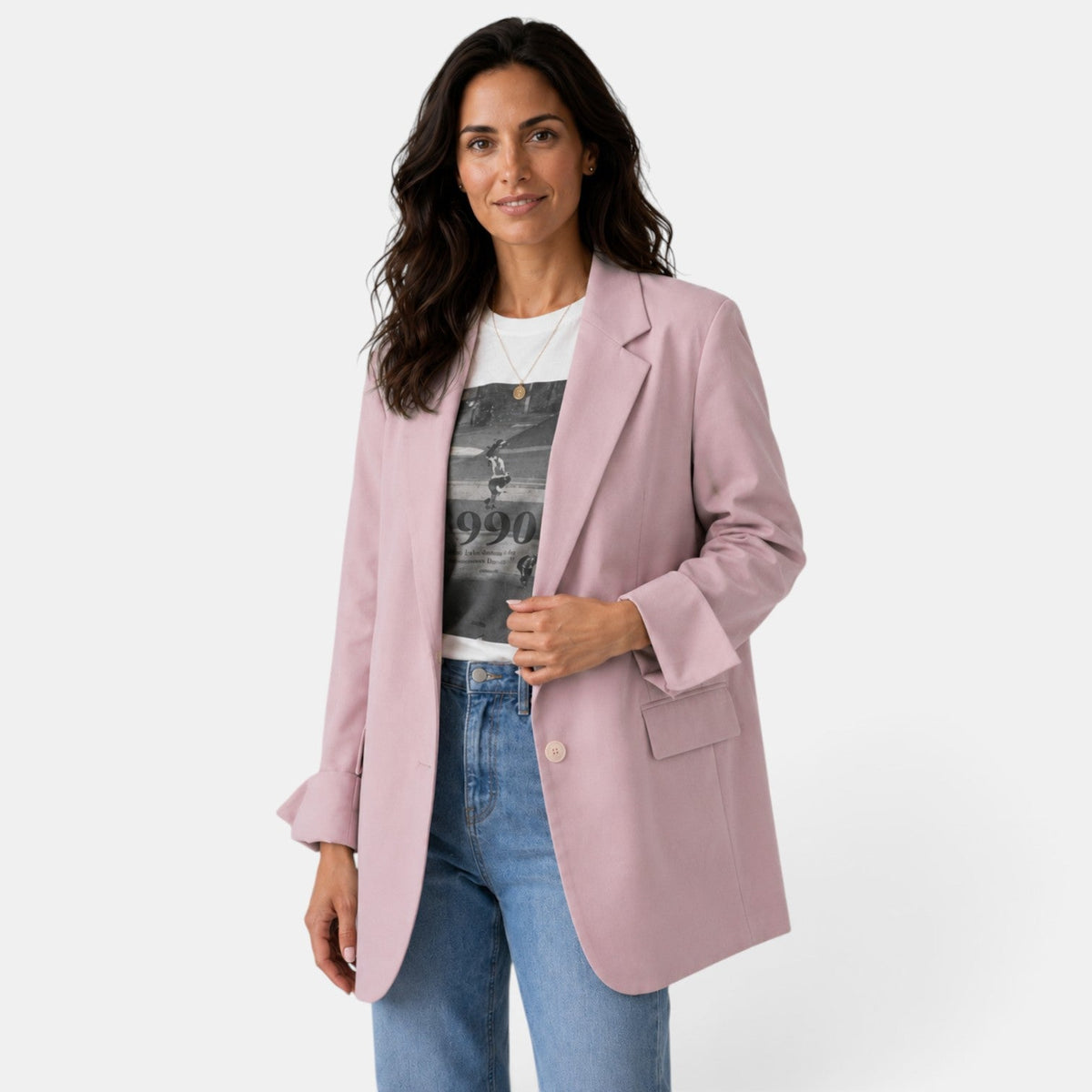Damska marynarka oversize z dwoma guzikami-Blazer for Women-Olave