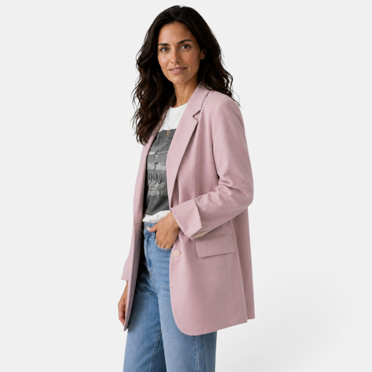Damska marynarka oversize z dwoma guzikami-Blazer for Women-Olave