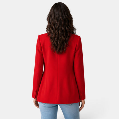 Damska marynarka z otwartym przodem i kieszeniami z patkami-Blazer for women-Olave