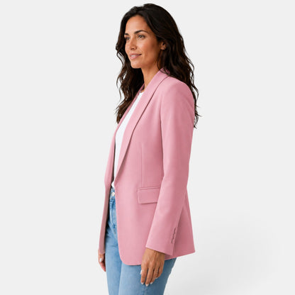 Damska marynarka z otwartym przodem i kieszeniami z patkami-Blazer for women-Olave