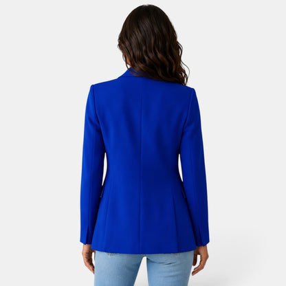 Damska marynarka z otwartym przodem i kieszeniami z patkami-Blazer for women-Olave