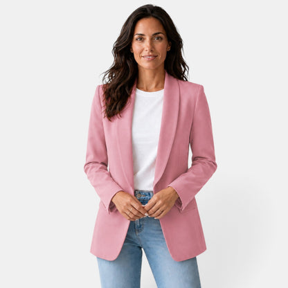 Damska marynarka z otwartym przodem i kieszeniami z patkami-Blazer for women-Olave