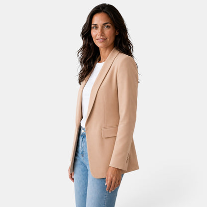 Damska marynarka z otwartym przodem i kieszeniami z patkami-Blazer for women-Olave