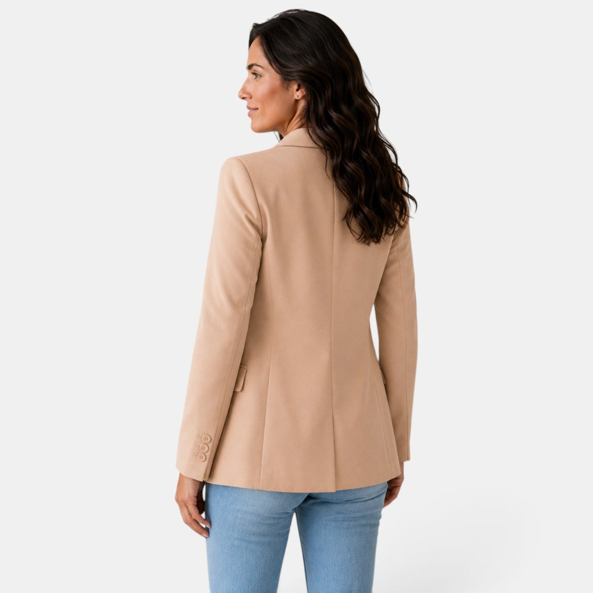 Damska marynarka z otwartym przodem i kieszeniami z patkami-Blazer for women-Olave