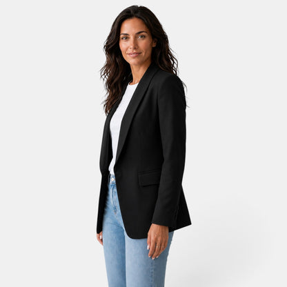 Damska marynarka z otwartym przodem i kieszeniami z patkami-Blazer for women-Olave
