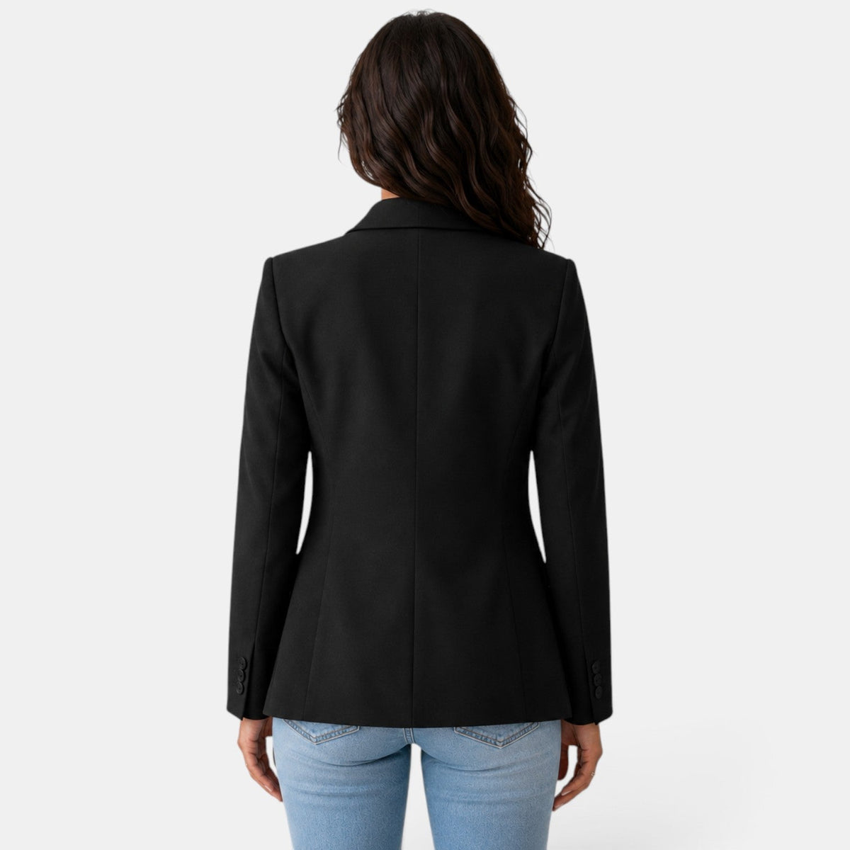 Damska marynarka z otwartym przodem i kieszeniami z patkami-Blazer for women-Olave