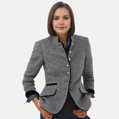 Damska marynarka z tweedu ze stójką-Blazer for women-Olave