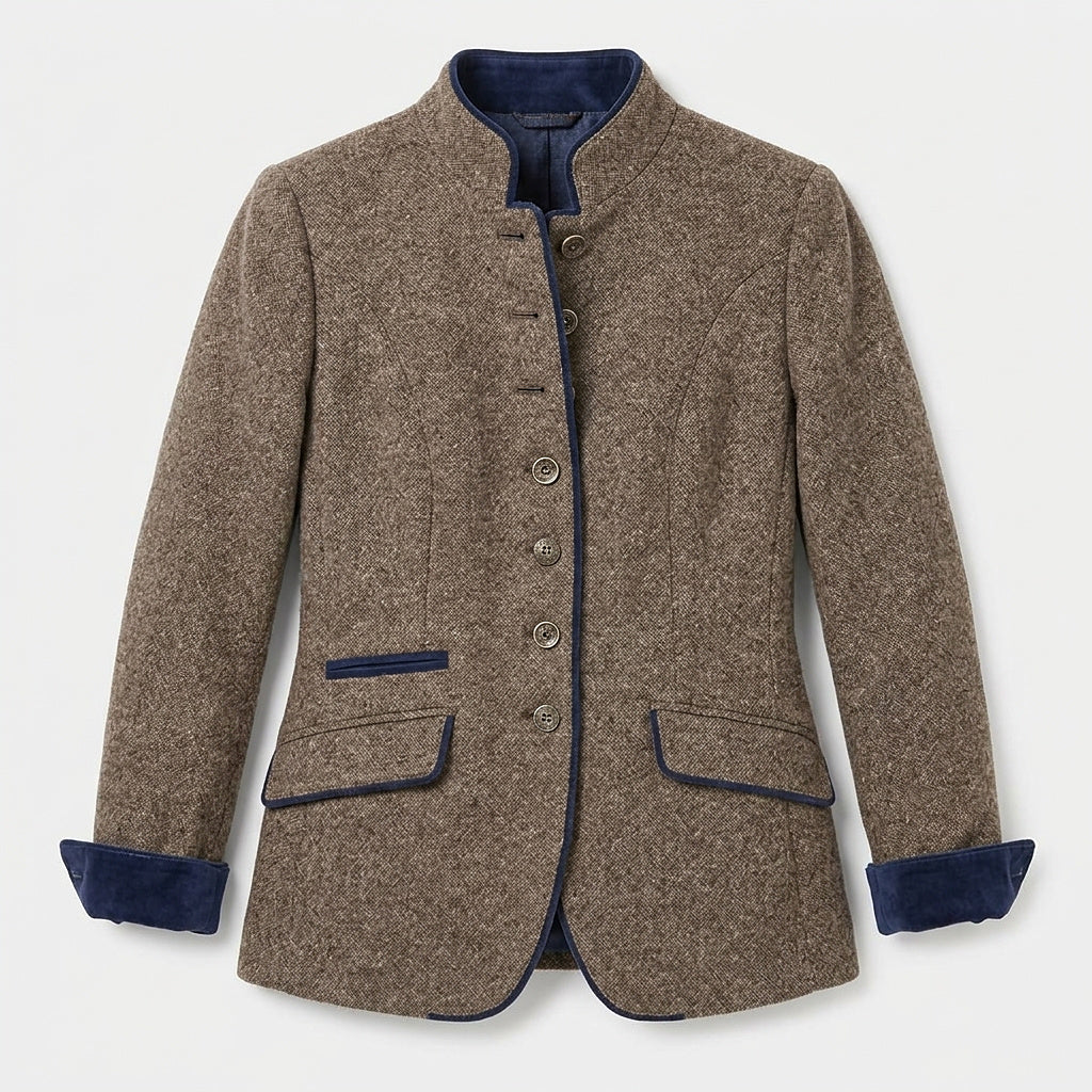 Damska marynarka z tweedu ze stójką-Blazer for women-Olave