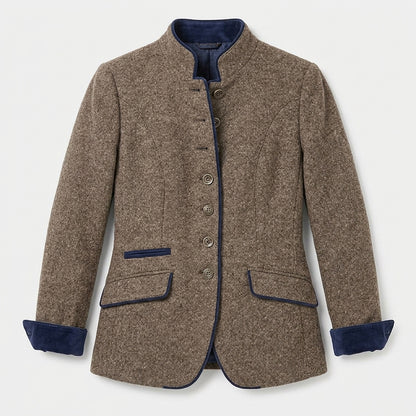 Damska marynarka z tweedu ze stójką-Blazer for women-Olave