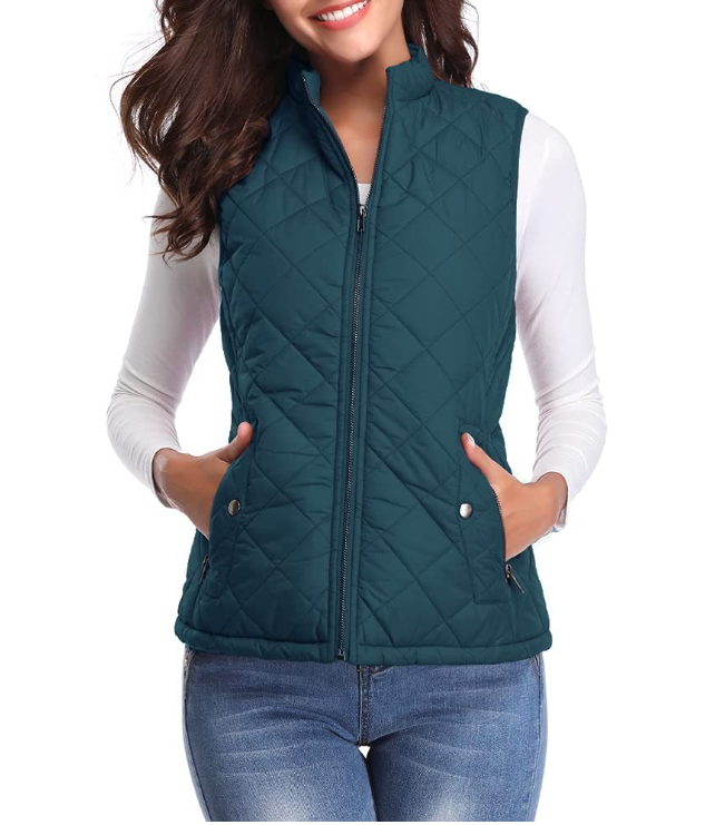 Damska pikowana kamizelka zapinana na zamek-Vest for women-Olave