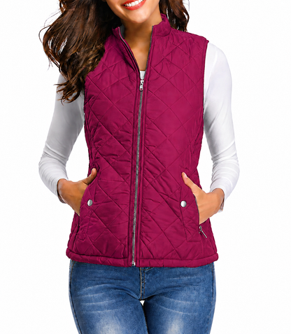 Damska pikowana kamizelka zapinana na zamek-Vest for women-Olave