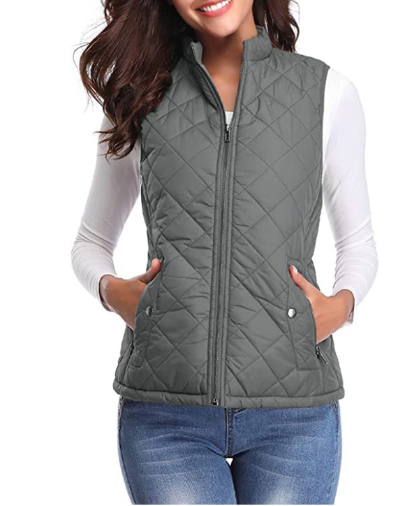 Damska pikowana kamizelka zapinana na zamek-Vest for women-Olave
