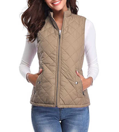 Damska pikowana kamizelka zapinana na zamek-Vest for women-Olave