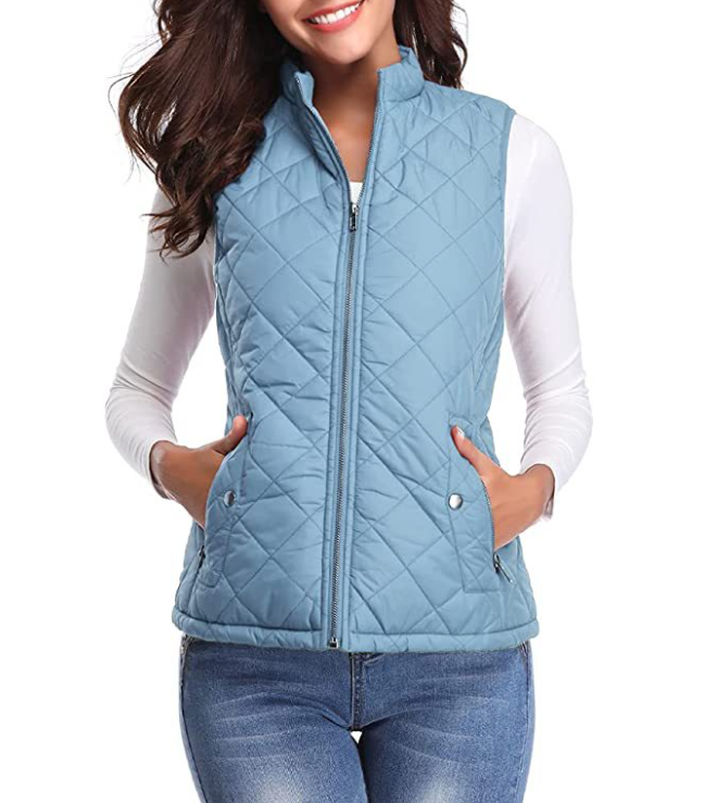 Damska pikowana kamizelka zapinana na zamek-Vest for women-Olave