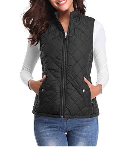 Damska pikowana kamizelka zapinana na zamek-Vest for women-Olave