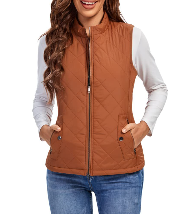 Damska pikowana kamizelka zapinana na zamek-Vest for women-Olave