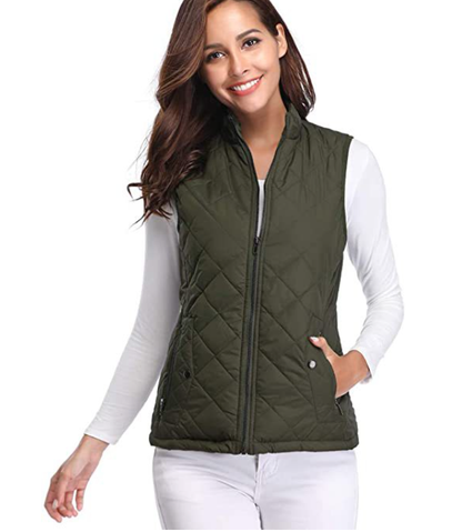 Damska pikowana kamizelka zapinana na zamek-Vest for women-Olave