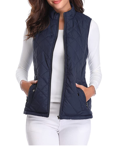 Damska pikowana kamizelka zapinana na zamek-Vest for women-Olave