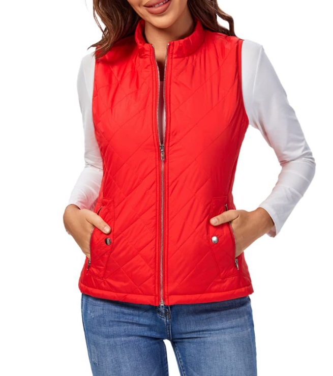 Damska pikowana kamizelka zapinana na zamek-Vest for women-Olave