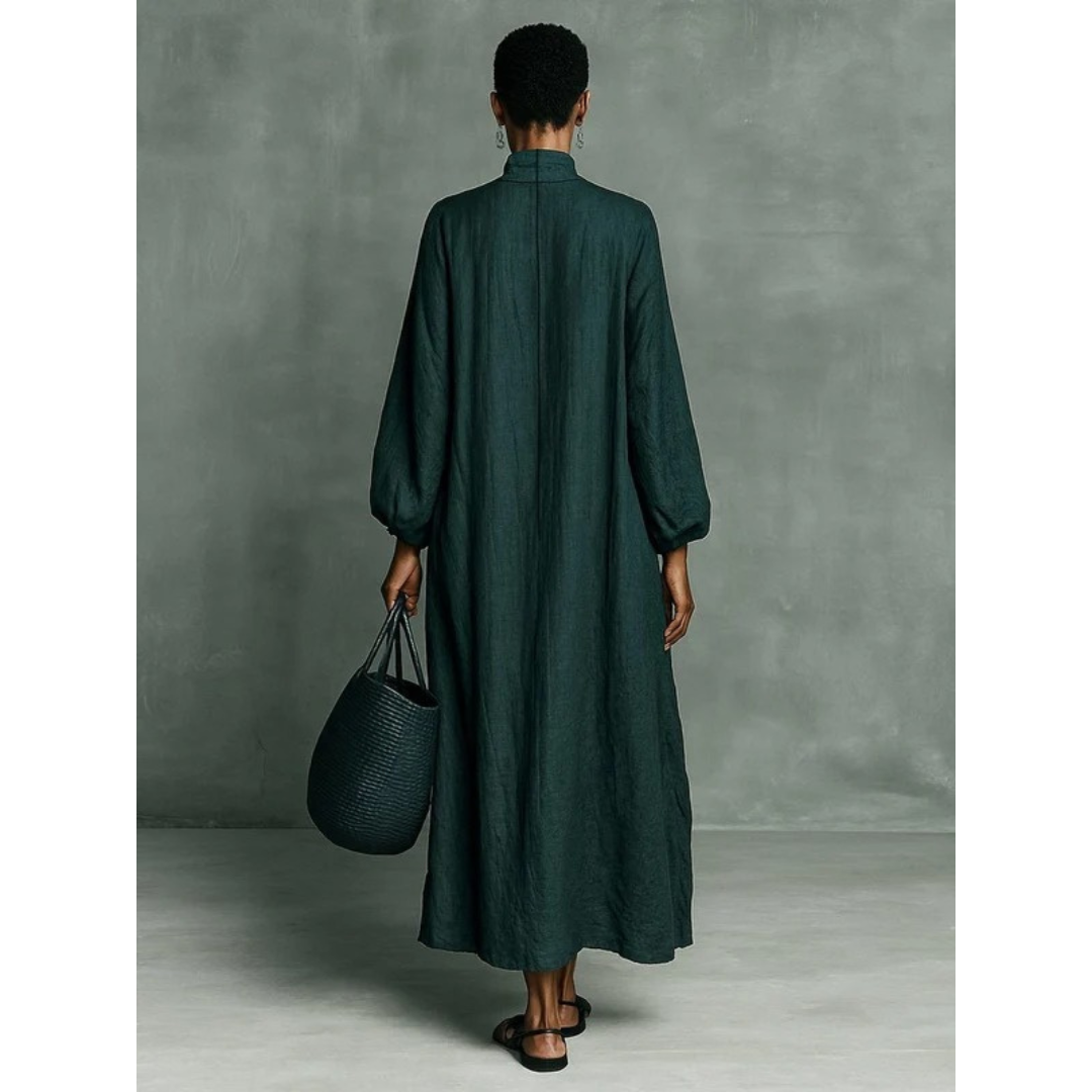 Damska sukienka maxi z haftowanym golfem-Maxi Dress-Olave