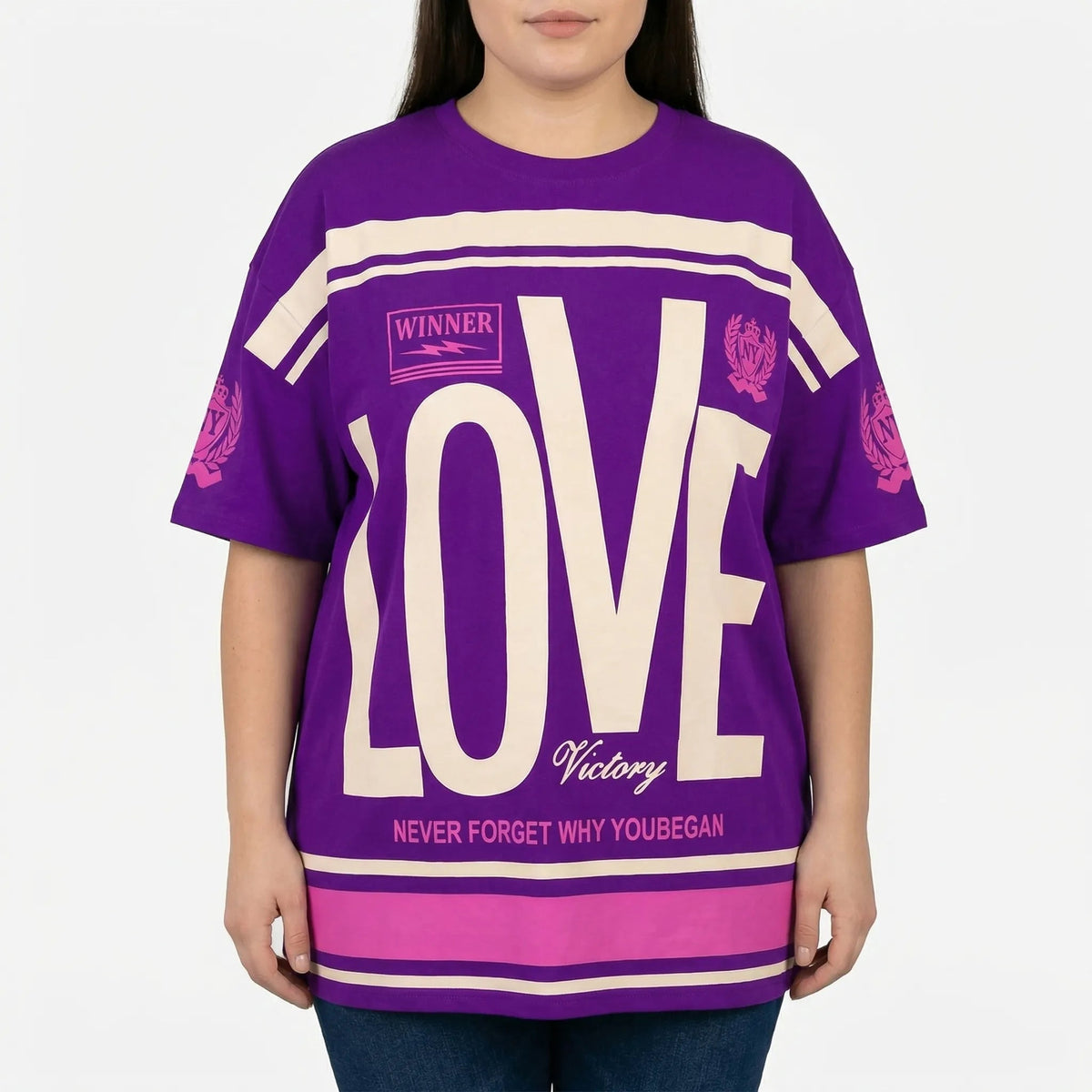 Damski T-shirt oversize z nadrukiem graficznym-Tops for women-Olave