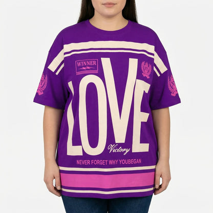 Damski T-shirt oversize z nadrukiem graficznym-Tops for women-Olave