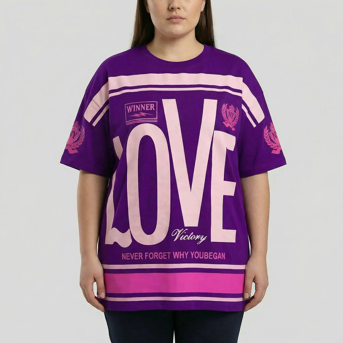 Damski T-shirt oversize z nadrukiem graficznym-Tops for women-Olave