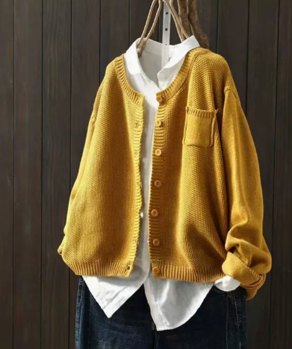 Damski kardigan dzianinowy oversize zapinany na guziki-Cardigan for women-Olave