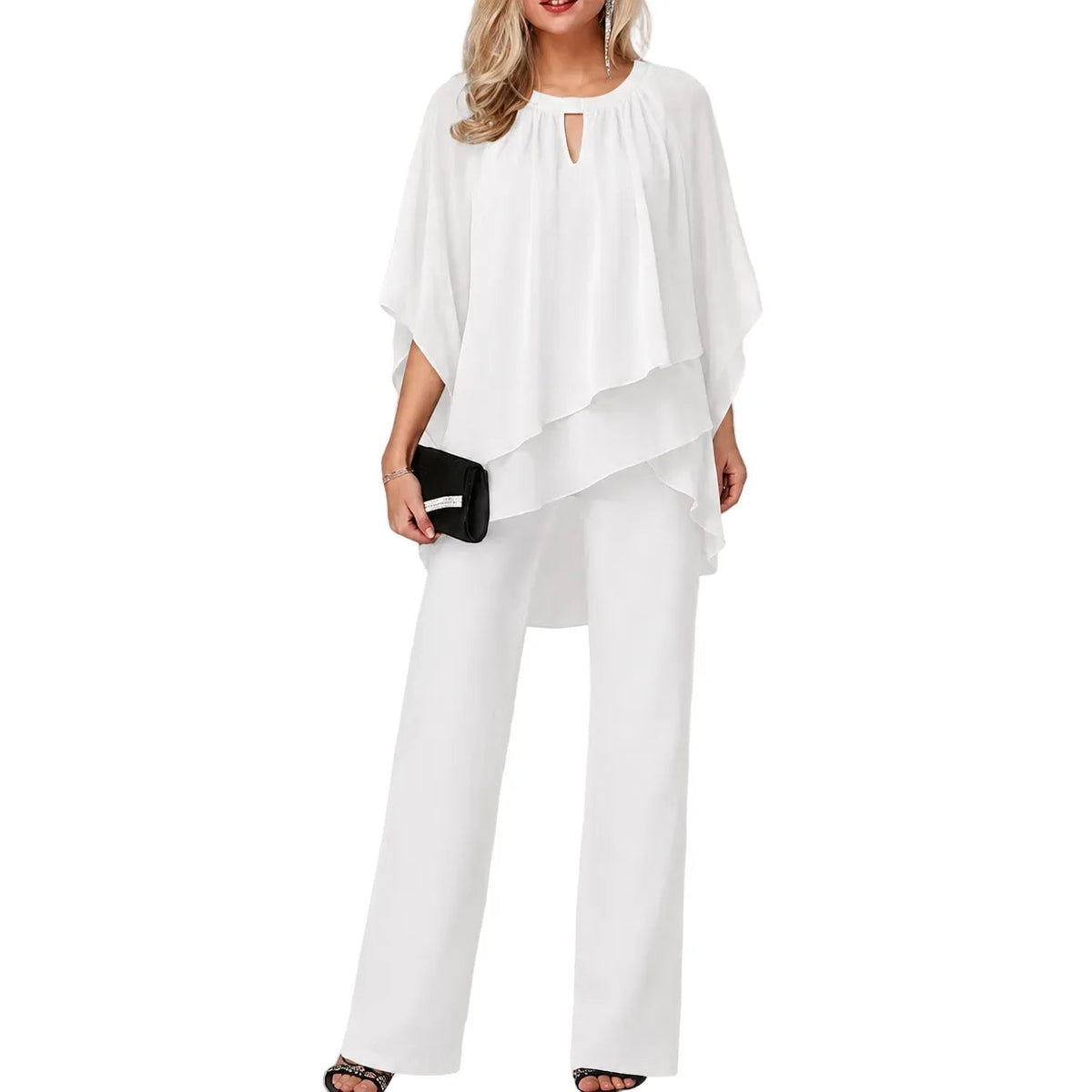 Damski kombinezon z szyfonową narzutką i szerokimi nogawkami-Jumpsuits for woman-Olave