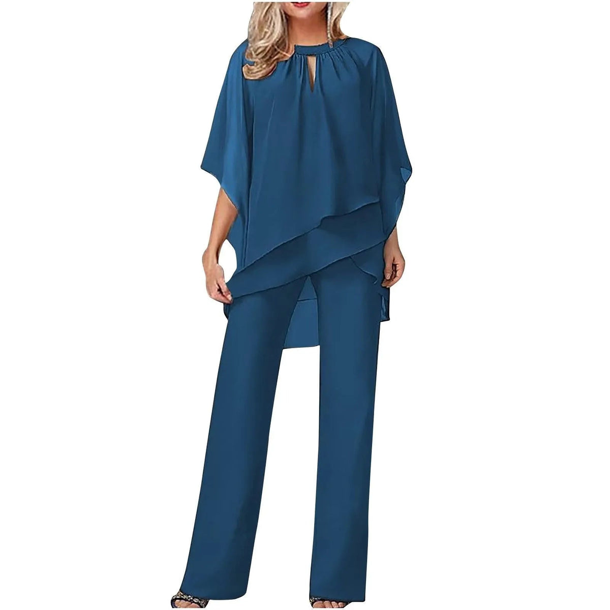 Damski kombinezon z szyfonową narzutką i szerokimi nogawkami-Jumpsuits for woman-Olave