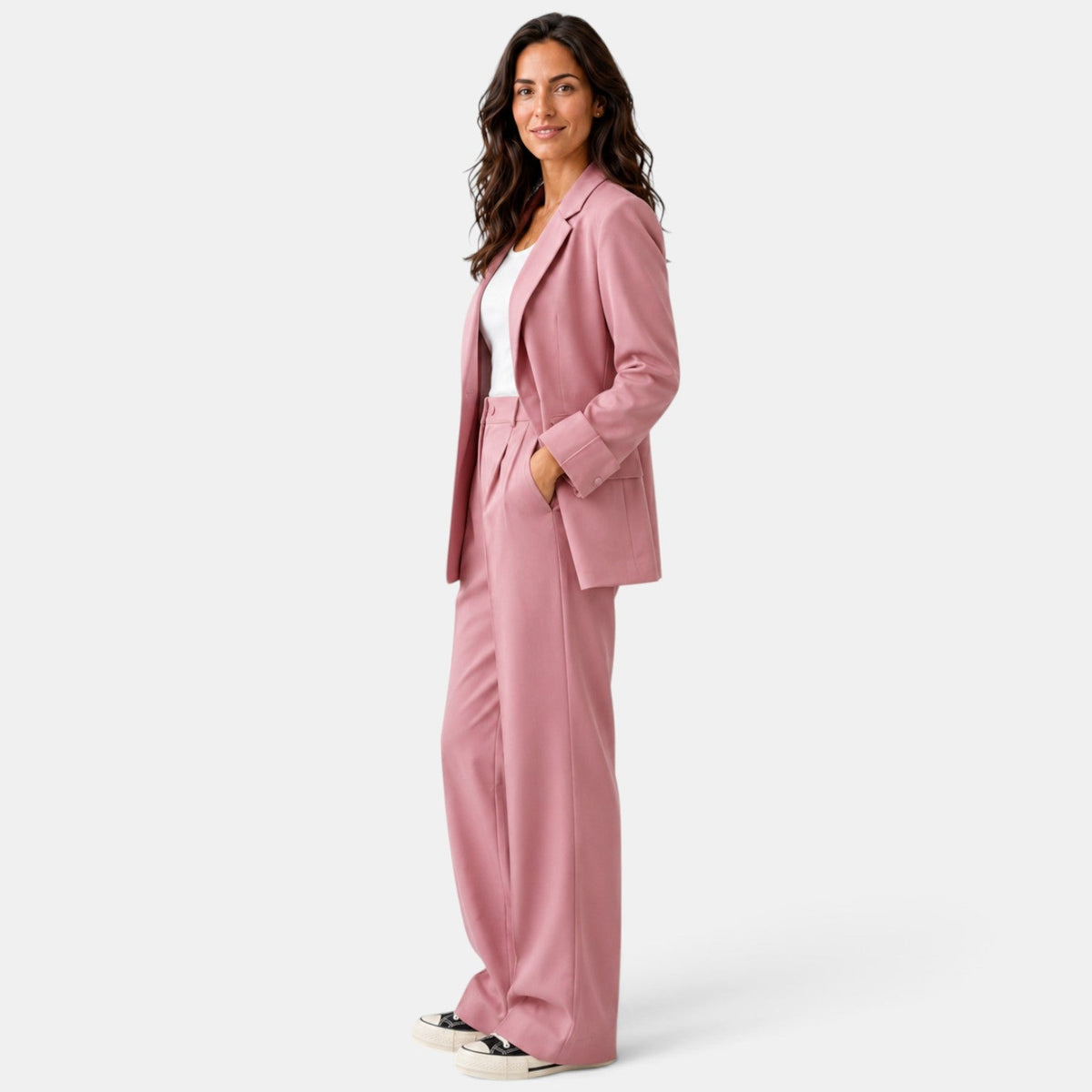 Damski komplet: marynarka i spodnie z szerokimi nogawkami-Sets for women-Olave