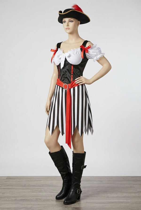 Damski kostium piratki na Halloween w paski-Halloween-Olave