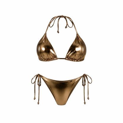 Damski metaliczny zestaw bikini-Swimwear for Women-Olave
