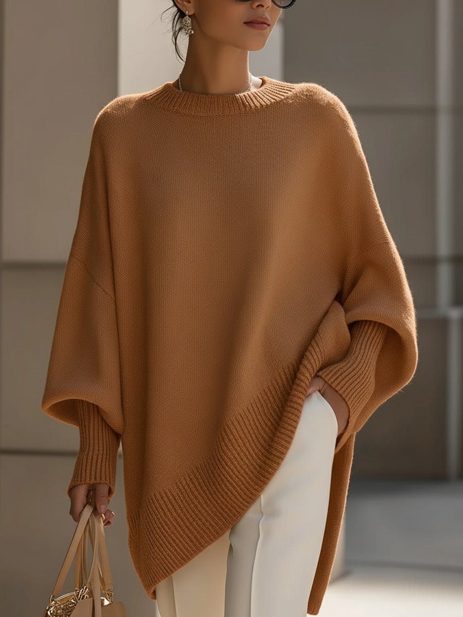 Damski sweter oversize z rękawami typu nietoperz-Sweaters for Women-Olave