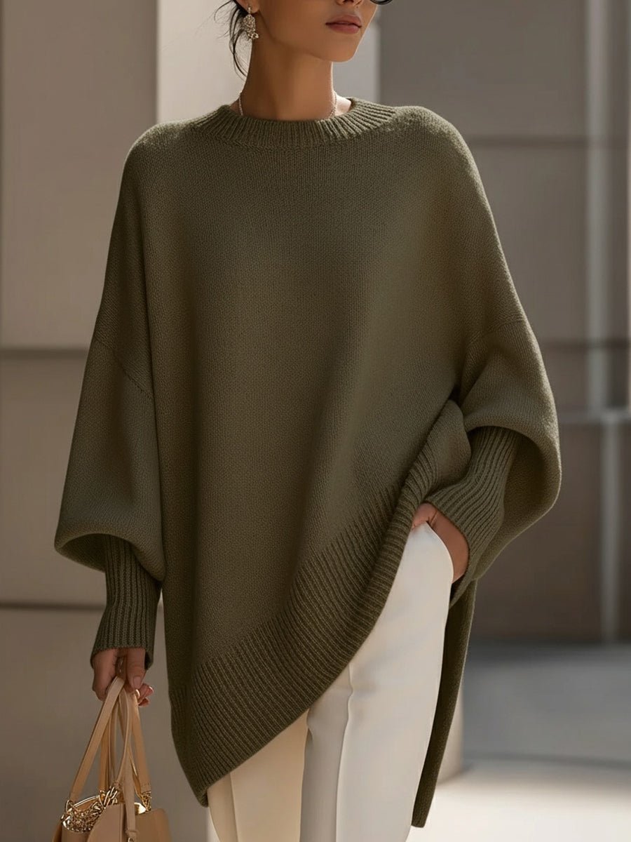 Damski sweter oversize z rękawami typu nietoperz-Sweaters for Women-Olave