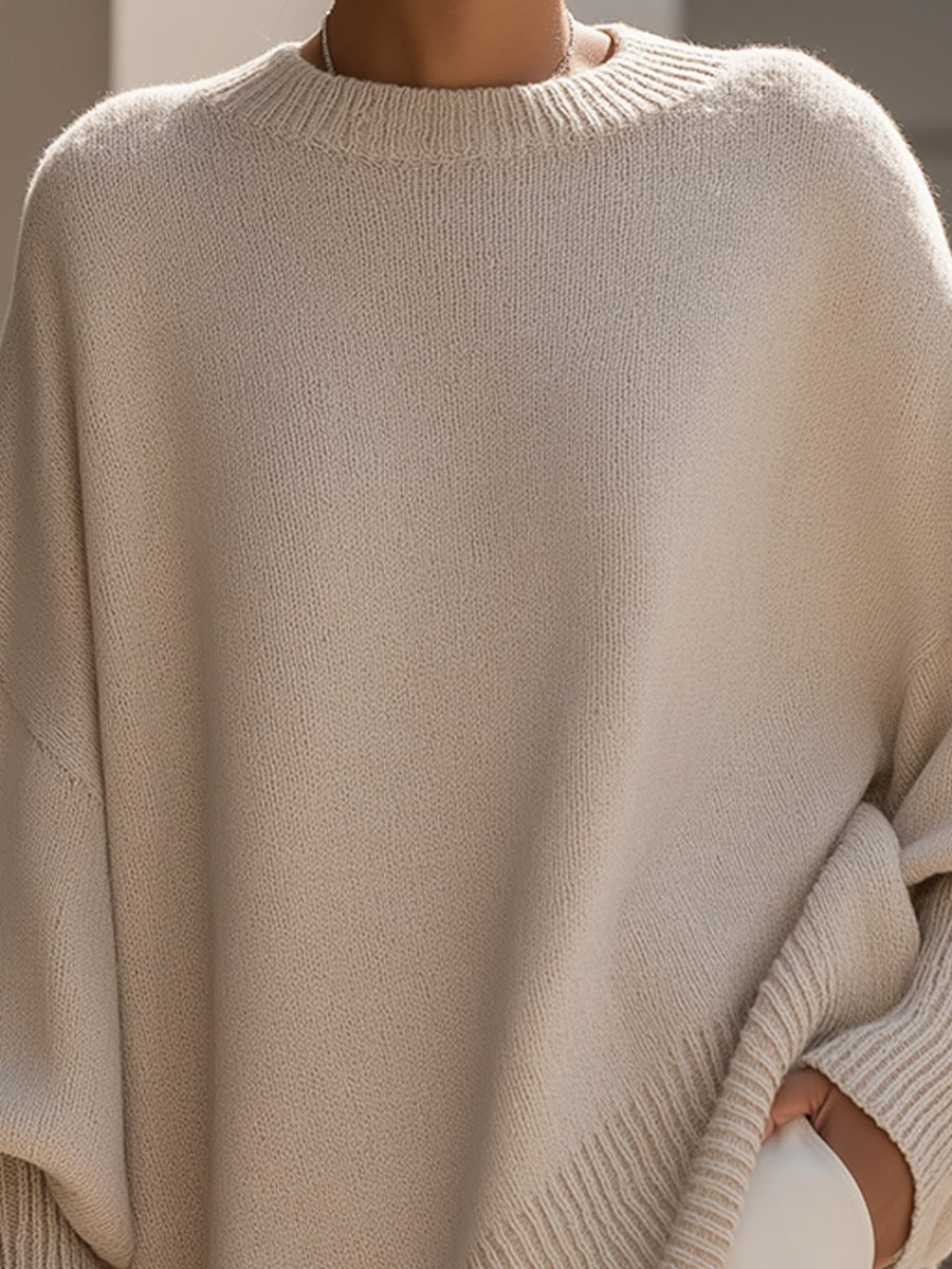 Damski sweter oversize z rękawami typu nietoperz-Sweaters for Women-Olave
