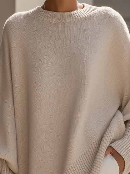 Damski sweter oversize z rękawami typu nietoperz-Sweaters for Women-Olave
