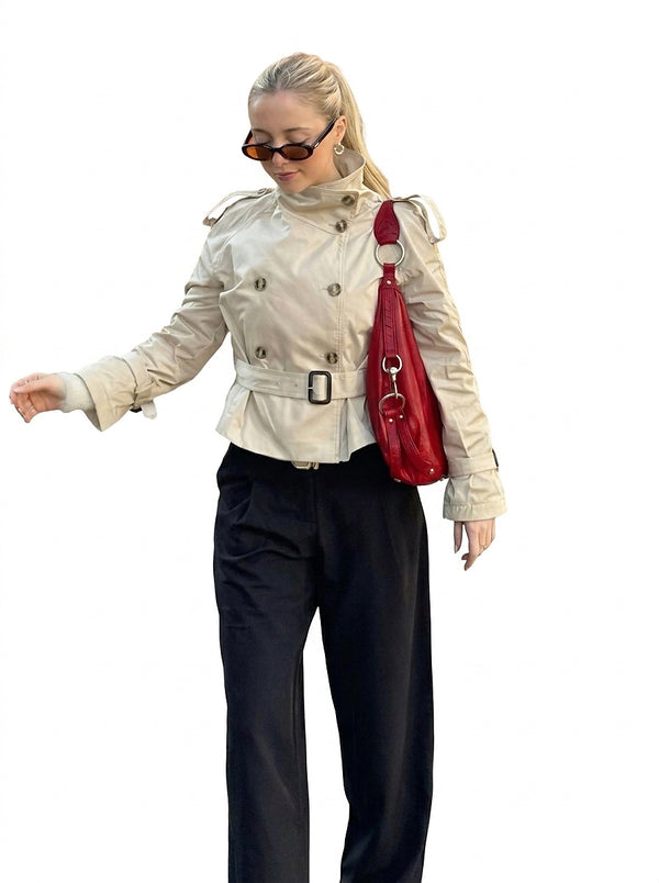 Damski trencz z paskiem i guzikami-Jacket for women-Olave