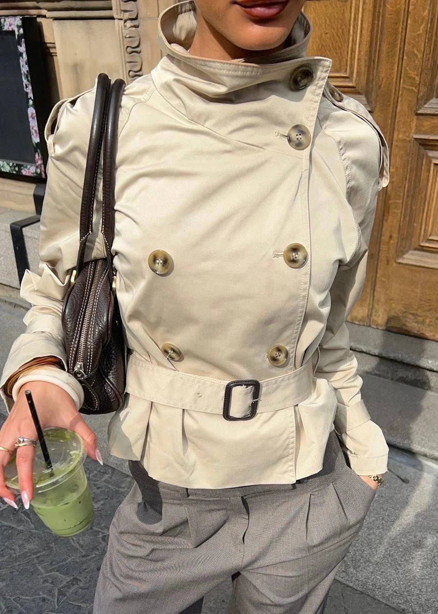 Damski trencz z paskiem i guzikami-Jacket for women-Olave